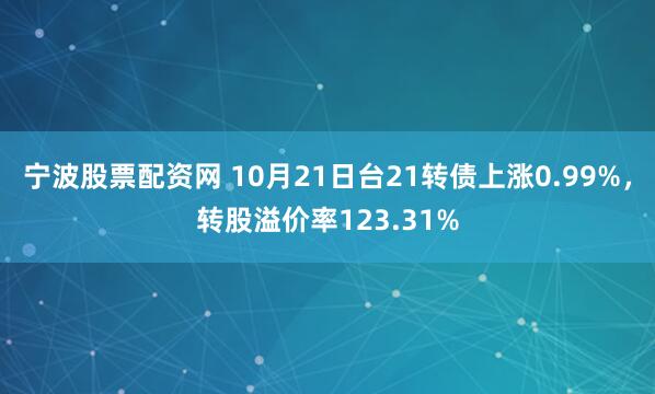 宁波股票配资网 10月21日台21转债上涨0.99%，转股溢价率123.31%